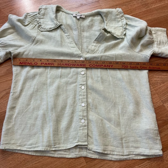 Madewell Linen-Blend Peter Pan Collar Button Up Shirt light green Women’s Size 2 - Picture 9 of 12